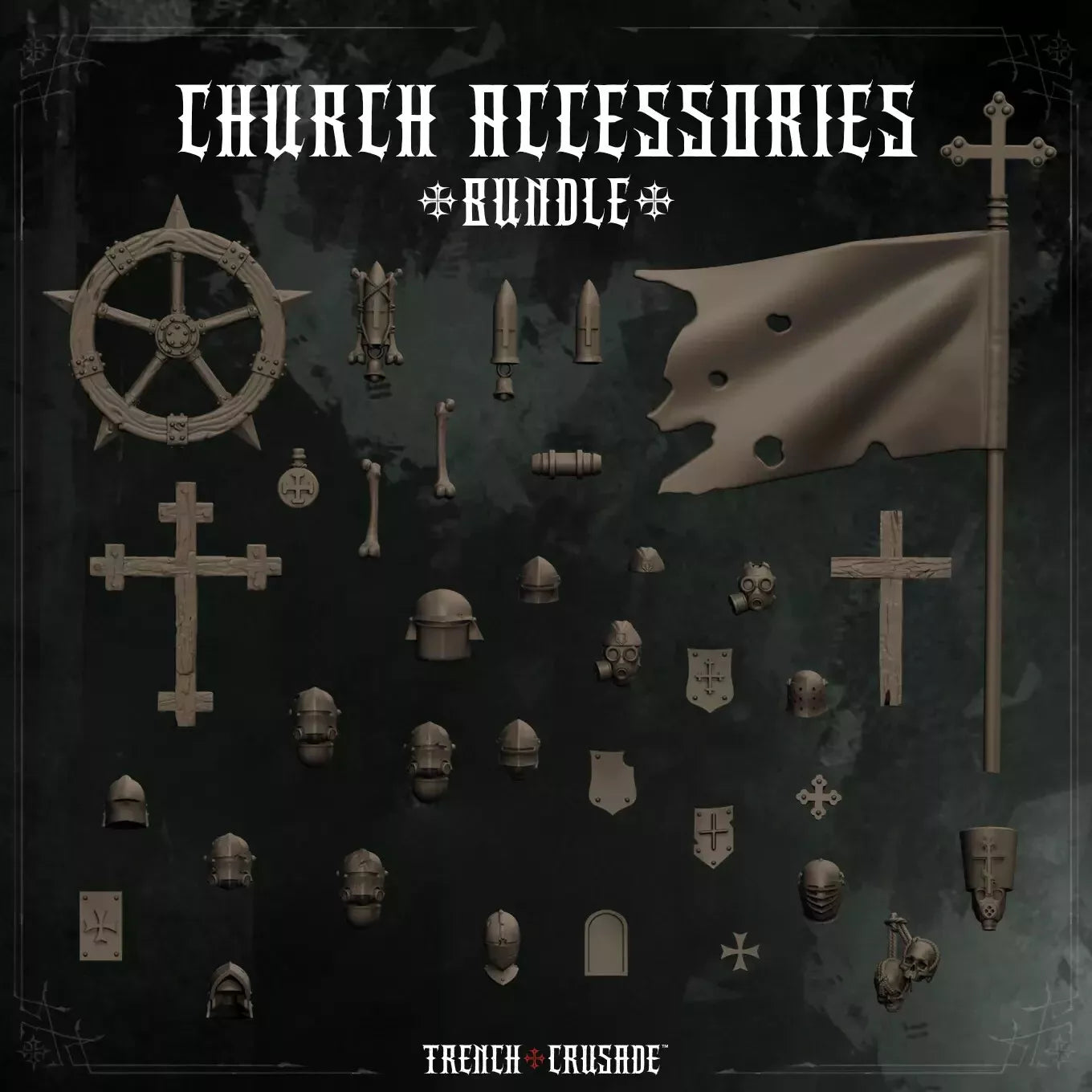 Trench Crusade Church Accessory Sprue - 78 Bits!