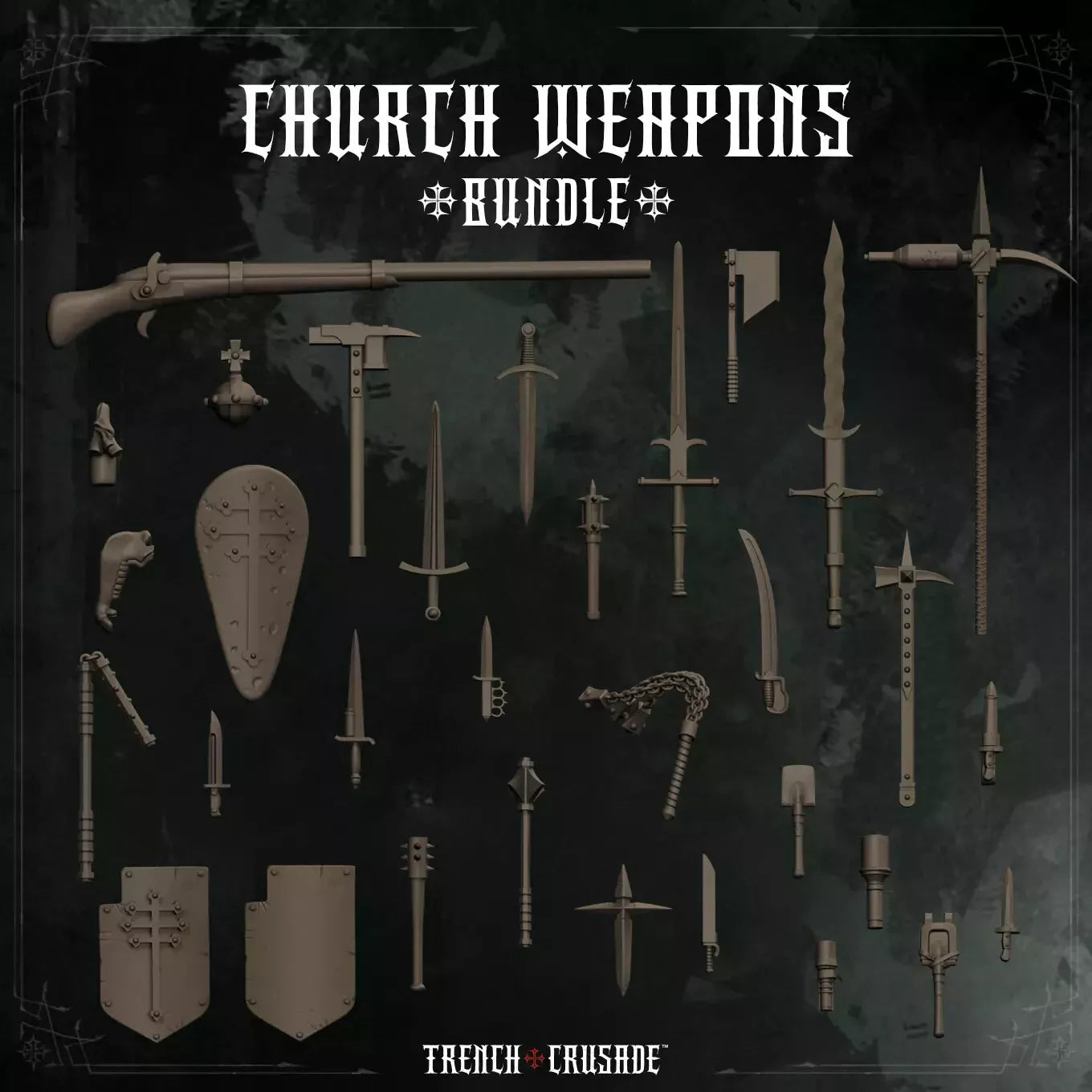 Trench Crusade Church Weapons Sprue - 60 Bits!